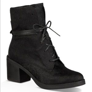 UGG Oriana Exotic Black Cow Hair Zip/Leather Tie